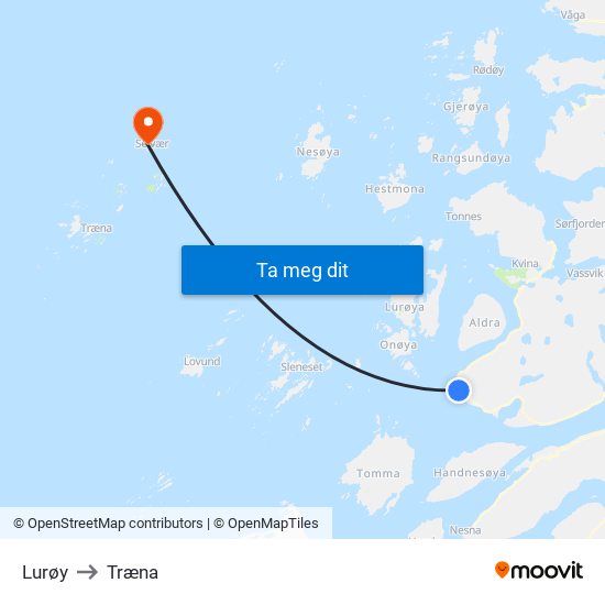 Lurøy to Træna map