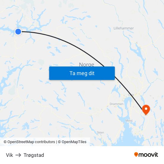 Vik to Trøgstad map