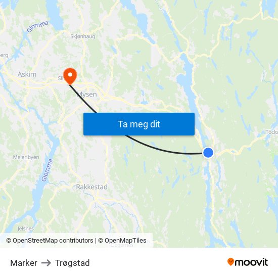 Marker to Trøgstad map