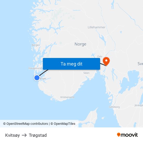 Kvitsøy to Trøgstad map