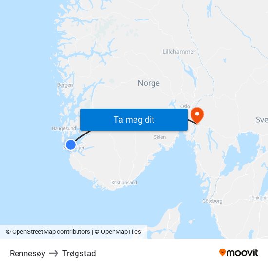 Rennesøy to Trøgstad map