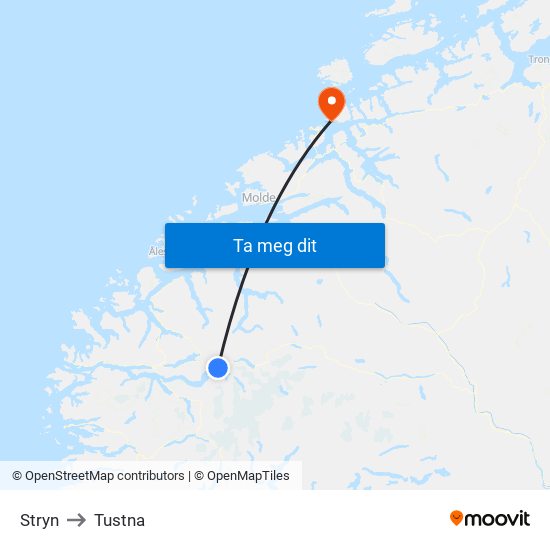 Stryn to Tustna map