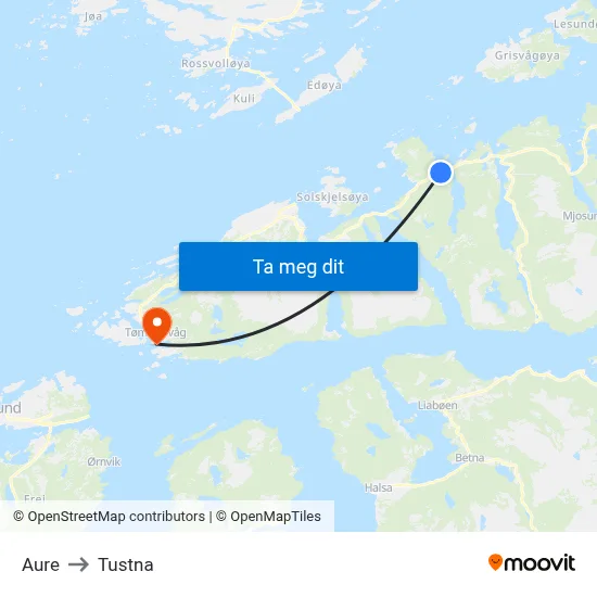 Aure to Tustna map