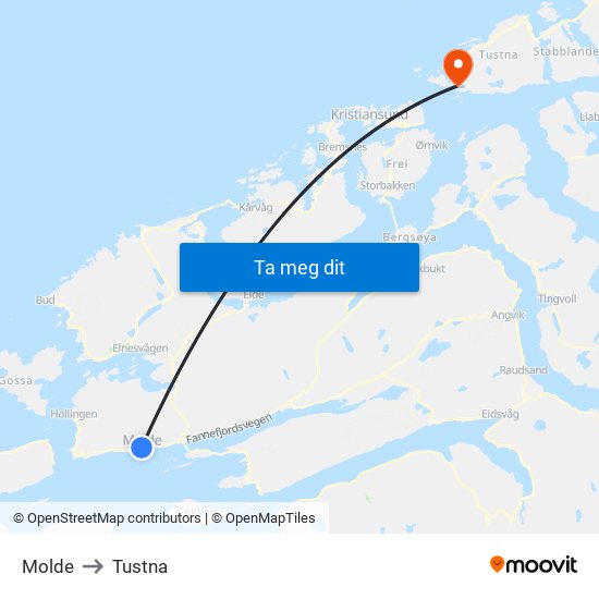 Molde to Tustna map