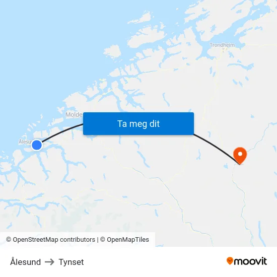 Ålesund to Tynset map