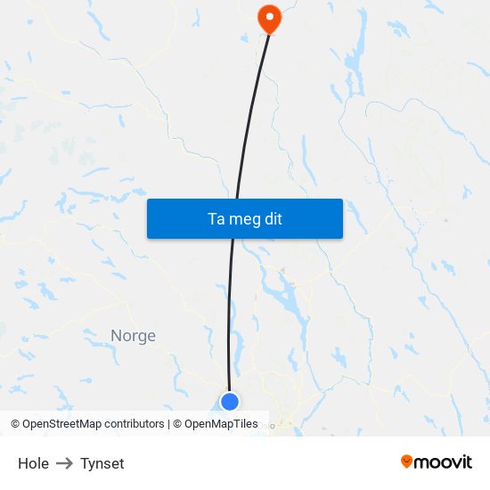 Hole to Tynset map