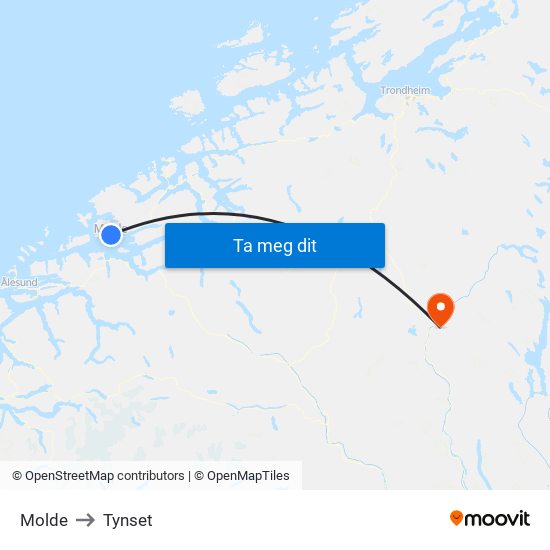 Molde to Tynset map