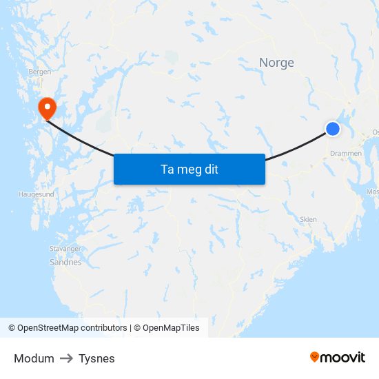 Modum to Tysnes map