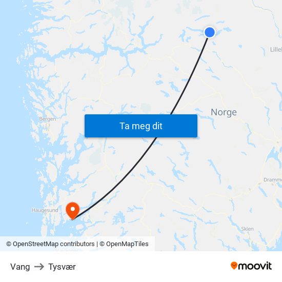 Vang to Tysvær map