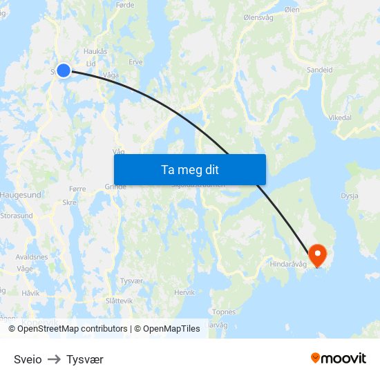Sveio to Tysvær map