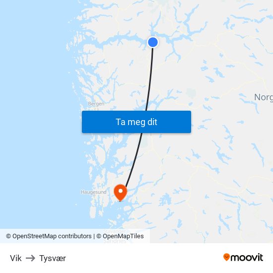 Vik to Tysvær map