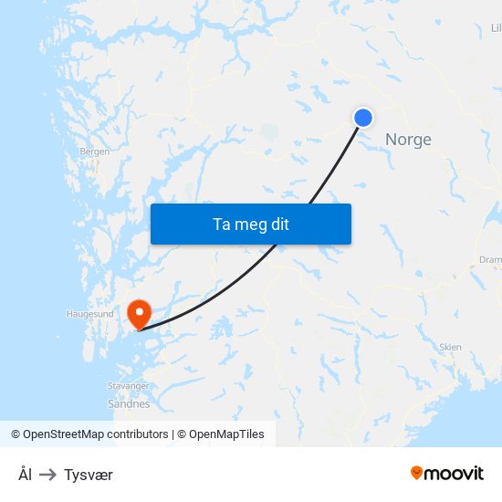 Ål to Tysvær map