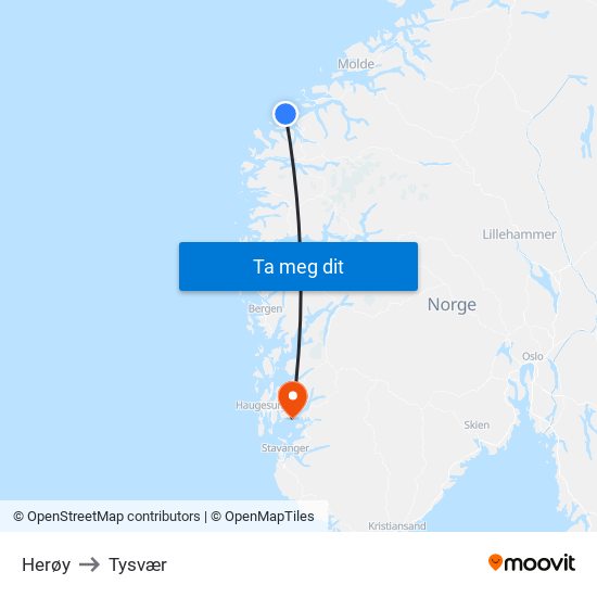 Herøy to Tysvær map