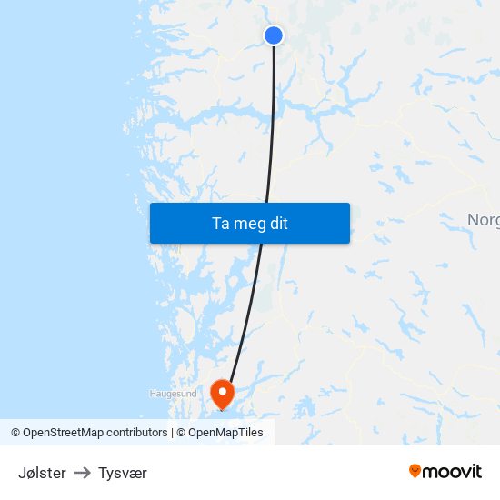 Jølster to Tysvær map