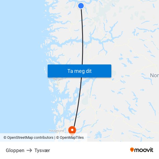 Gloppen to Tysvær map