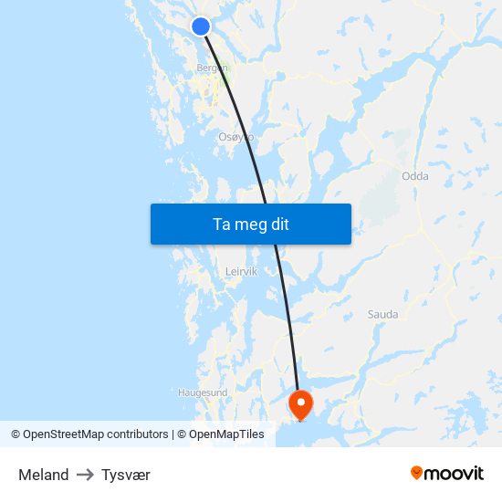 Meland to Tysvær map