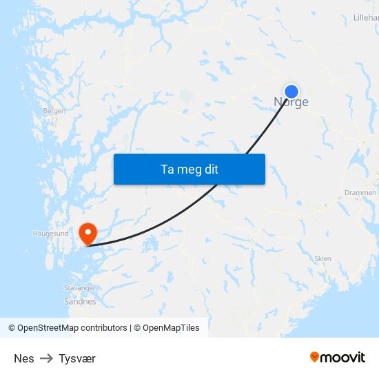 Nes to Tysvær map