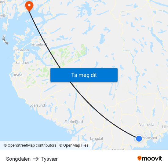 Songdalen to Tysvær map