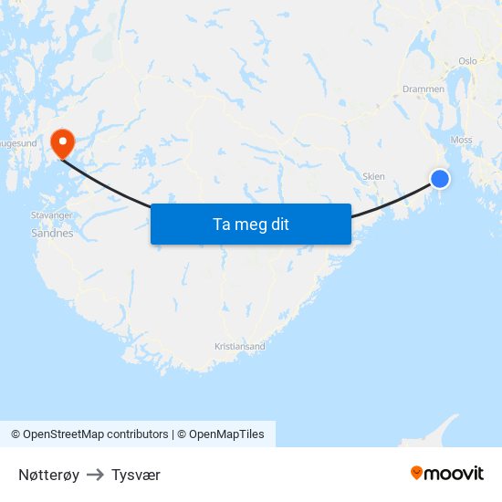 Nøtterøy to Tysvær map