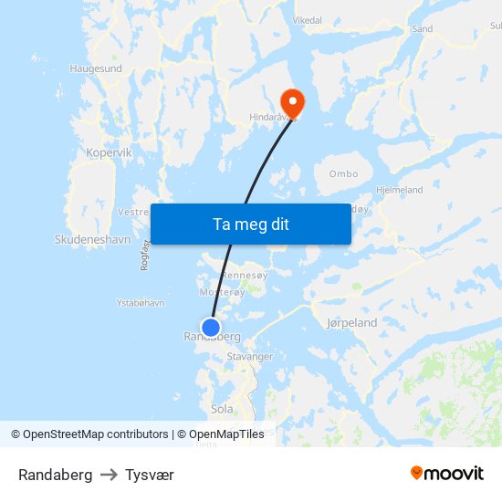 Randaberg to Tysvær map