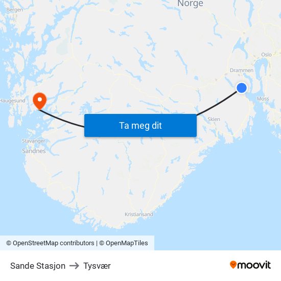 Sande Stasjon to Tysvær map