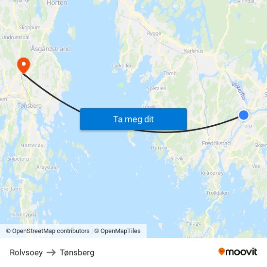Rolvsoey to Tønsberg map