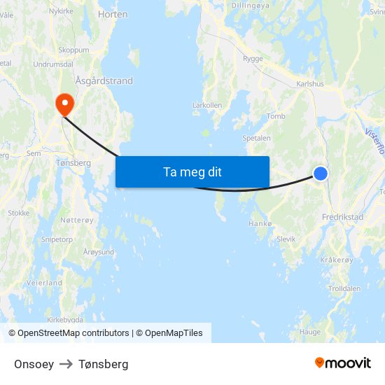 Onsoey to Tønsberg map