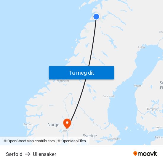 Sørfold to Sørfold map