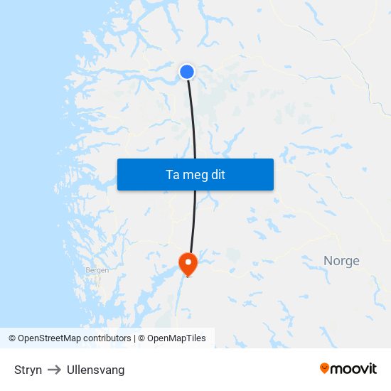 Stryn to Ullensvang map