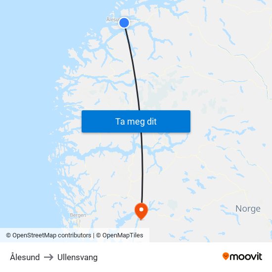 Ålesund to Ullensvang map