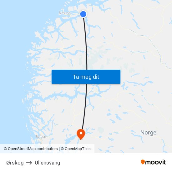Ørskog to Ullensvang map