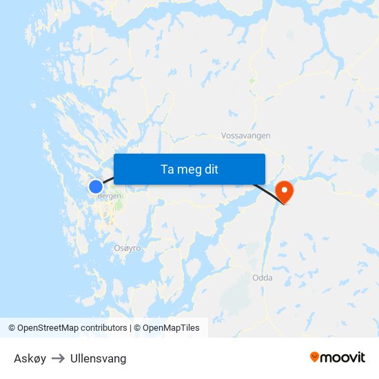 Askøy to Ullensvang map