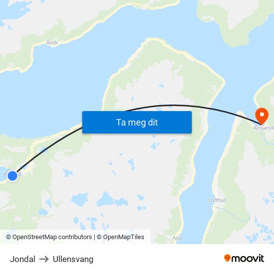 Jondal to Ullensvang map