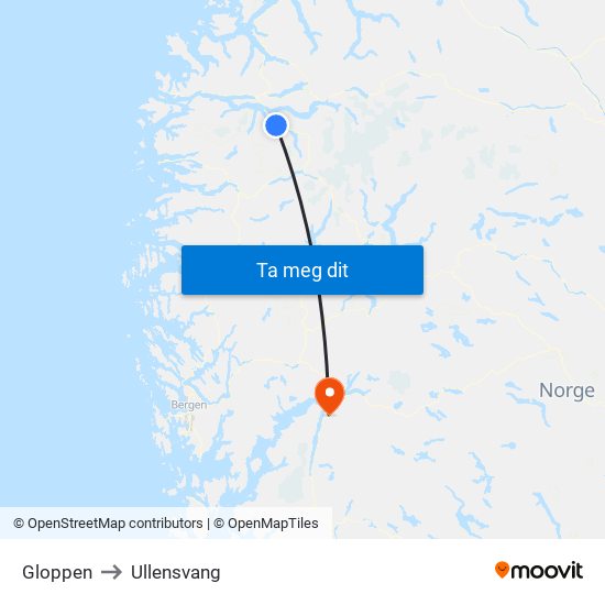 Gloppen to Ullensvang map