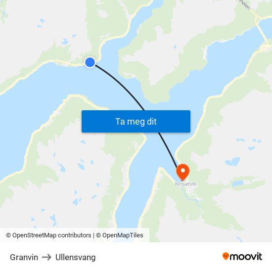 Granvin to Ullensvang map