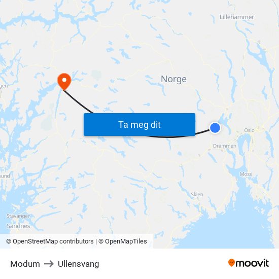 Modum to Ullensvang map