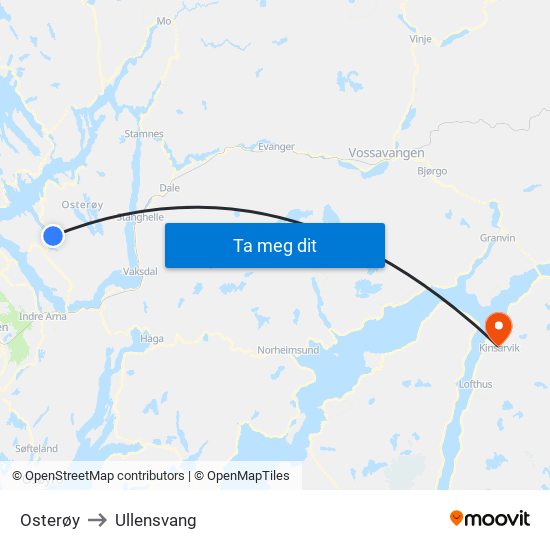 Osterøy to Ullensvang map