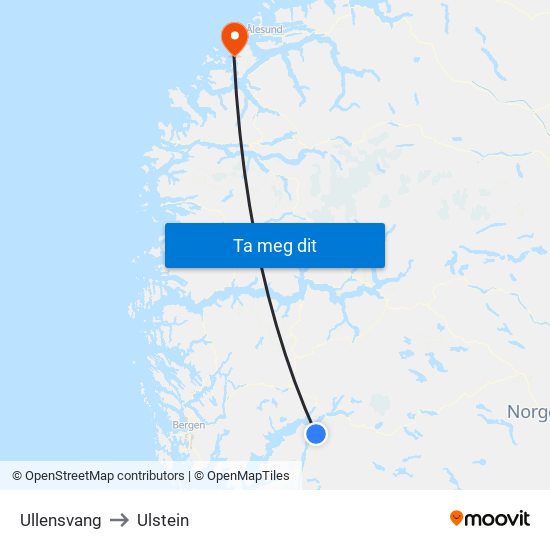 Ullensvang to Ulstein map