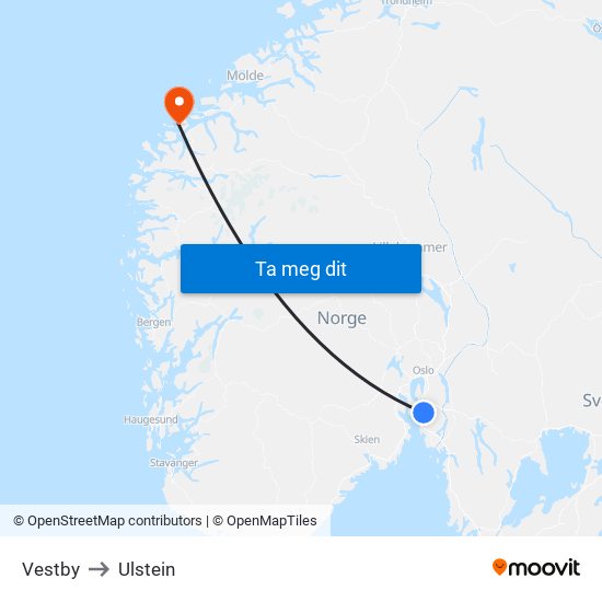 Vestby to Ulstein map