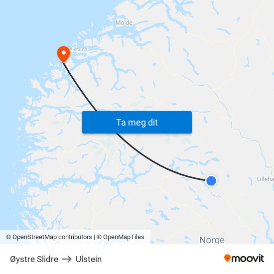 Øystre Slidre to Ulstein map