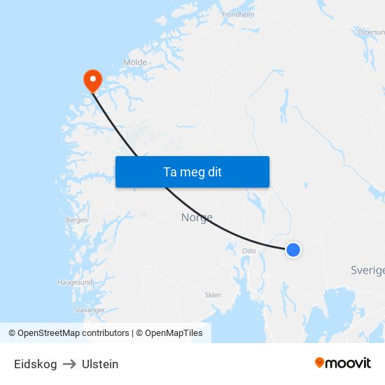 Eidskog to Ulstein map