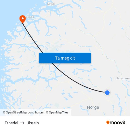 Etnedal to Ulstein map