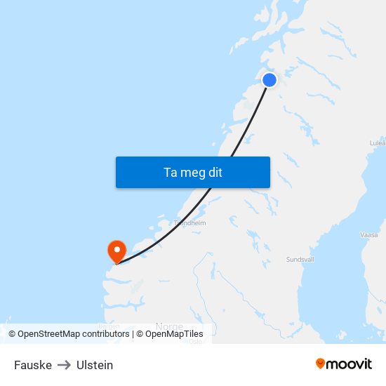 Fauske to Ulstein map