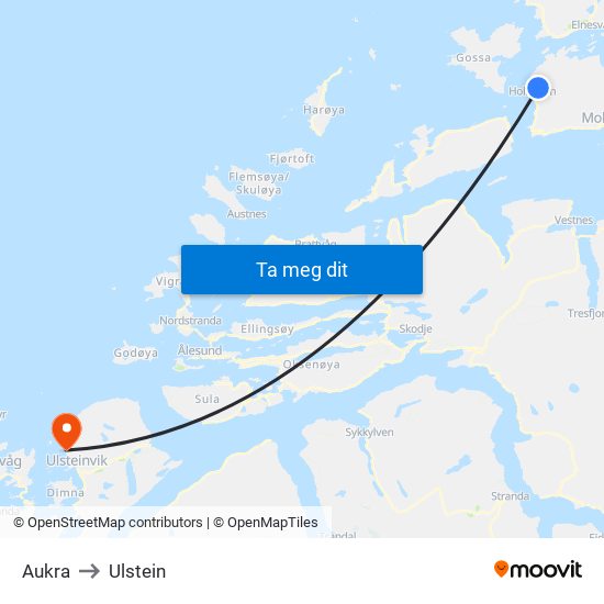 Aukra to Ulstein map