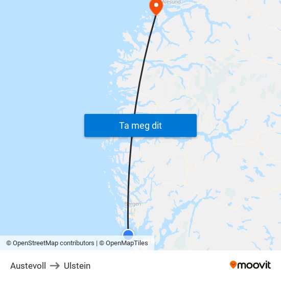 Austevoll to Ulstein map