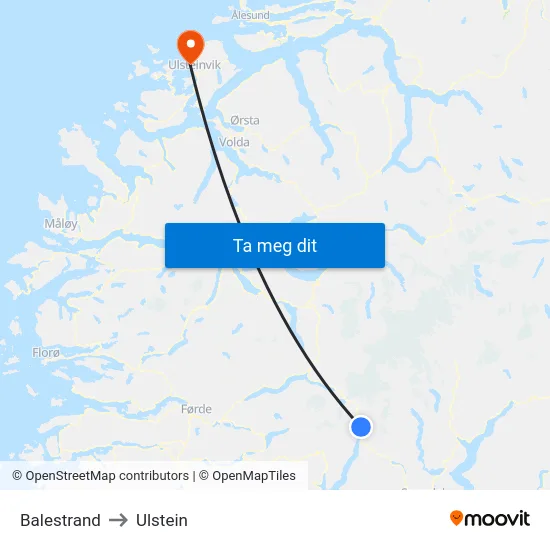 Balestrand to Ulstein map