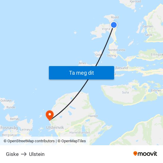 Giske to Ulstein map