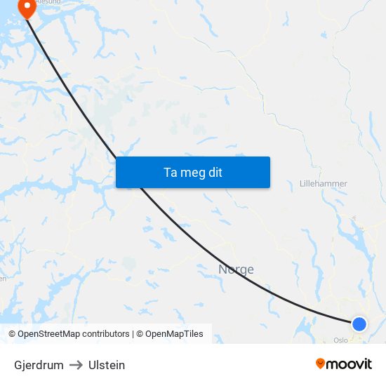 Gjerdrum to Ulstein map
