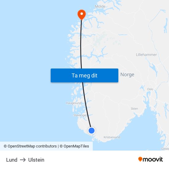 Lund to Ulstein map