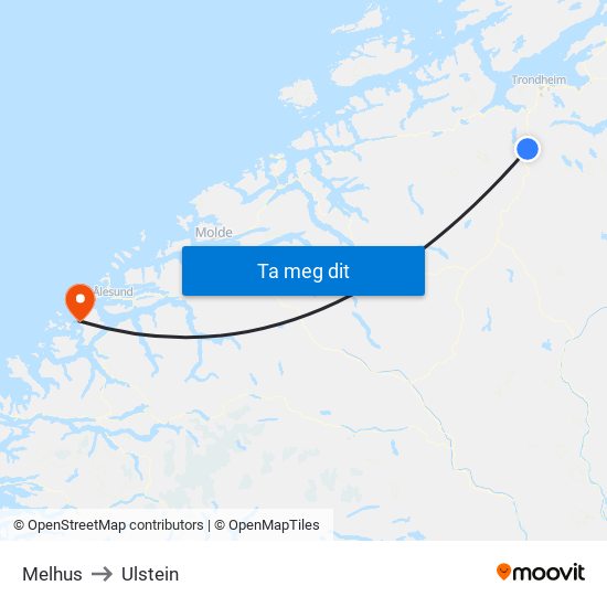 Melhus to Ulstein map